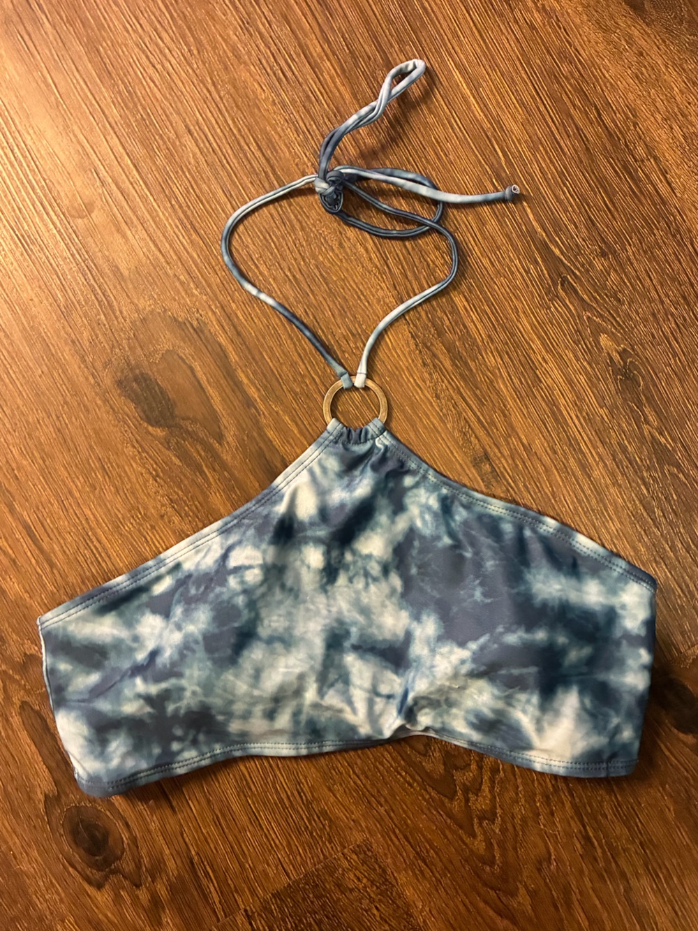 Blue Tie-Dye One-Piece with Gold Ring